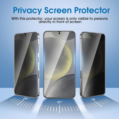 amFilm 2+2 Pack OneTouch Privacy Screen Protector for Samsung Galaxy S24 6.2 inch + Camera Lens Protector, Tempered Glass, 30 Seconds Auto-Alignme...