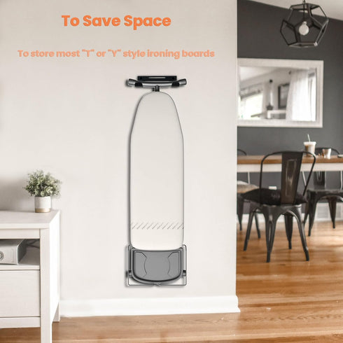 Ironing Board Hanger Wall Mount Ironing Board Holder Organizer Wall Rack for Laundry Rooms Space-Saving Storage Rack Hanging Shelf Hanger with Scr...