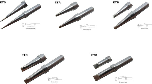 5 PCS WELLER Replacement Soldering Tips ETS ETA ETB ETC ETD for WE1010 WE1010NA WES51 WES50 WESD51 WESD50 PES51 PES50 LR21 LR20 Solder Iron Handle...