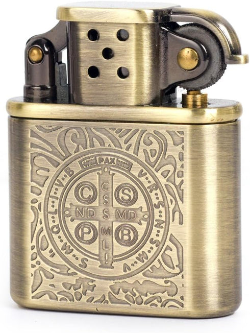 Bronzy Carved Constantine Antique Style Lift Arm Petrol Kerosene Lighter...