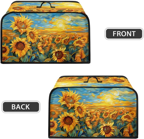 Oil Paninting Sunflower Slow Cooker Dust Cover Yellow Air Fryer Cover Top Handle and Storage Pockets Dust Covers for Kitchen Appliances...