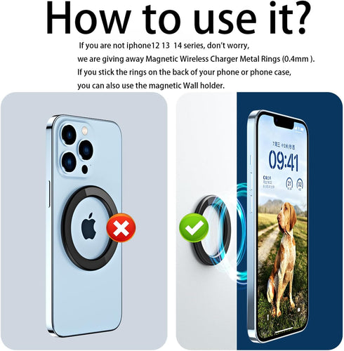 Magnetic Ring Holder for iPhone 14 13 12 Magnet Wall Mobile Phone Holder Magnetic Car Phone Stand for magsafe case (Black 2 pcs)......