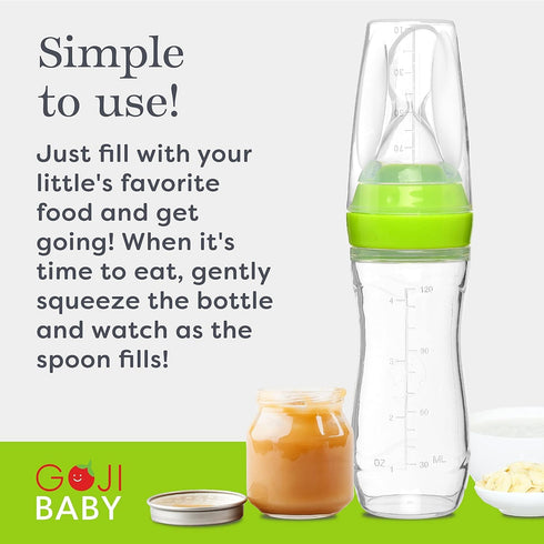 4 oz Silicone Baby Food Dispensing Spoon - 2 Pack - Great for 4+ Month Infants - Includes Stopper - Easy to Use and Mess-Free - Precise Food-Relea...