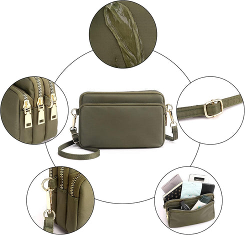 Small Crossbody Bag Shoulder Bag Purse Nylon Clutch Phone Wallet with Zipper & Adjustable Strap Handbag for Women...