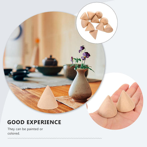 SUPVOX 10pcs Natural Wood Cone Ring Holders Unpainted Wooden Cones to Craft Paint Jewelry Display Stand 3.1cm...