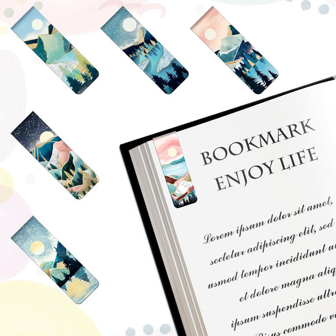 Magnetic Bookmarks for Book Lovers, 12 pcs Magnet Landscape Bookmark Scenery Painting Page Clips Book Markers for Reader/Writer/Women/Men/Girls/Te...