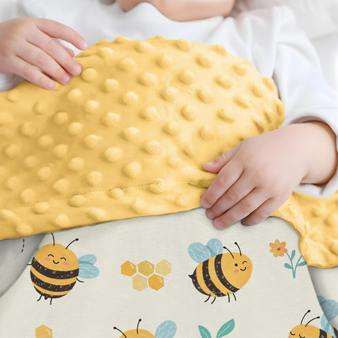 Bee Baby Blankets for Girls - 30 x 40 Soft Minky Blanket with Double Layer Dotted Backing - Gifts for Babies Girl Newborn Toddler Infant...