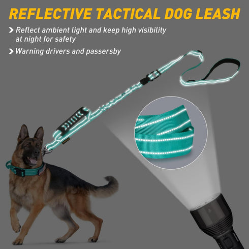 Reflective Dog Leash, Heavy Duty Dog Leash with Car Seat Belt and Padded Handle, Tactical Dog Leashes for Walking, No Pull Dog Leash for Large Med...