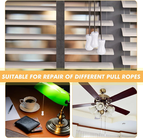 Boao 12 Pieces White Blind Pull Cord Knobs 1.26" x 0.75" Wood Tassels Window Blinds Wooden Cord Tassels Hanging Ball Pulls for Curtain Craft...