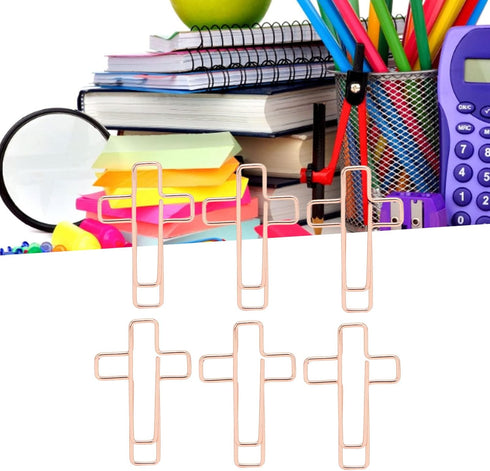 Fdit 100PCS Cross Paper Clips, Rose Gold Metal Paper Clamps for Document Note Sorting Organizing Paperwork Office School and Personal Use...