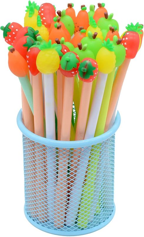 Yansanido Fluent Writting Pen, 12 Pcs 0.38 mm Black Ink Fruits Shape Rolling Ball Cute Gel Ink Pen for Student and School Office Supplies (Fruits)...