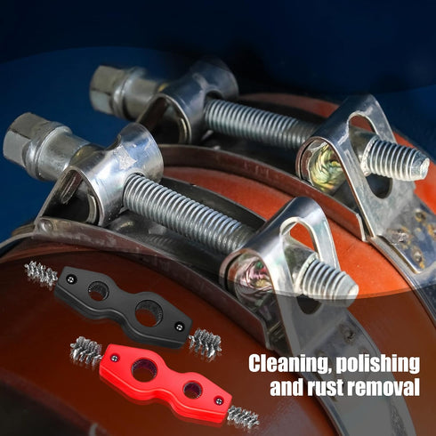 Honoson 4 Pieces Copper Pipe Cleaner 4 in 1 Copper Tubing Brush Pipe Brush Cleans Inside Outside Thread Cleaner Plumber Brush Cleaner Tool for Plu...