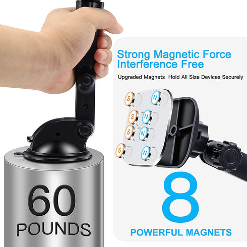 Magnetic Phone Car Mount, Universal Dashboard Windshield Car Phone Mount Holder with Upgraded 3.2" Suction Cup,8 Strong Magnets Compatible with iP...