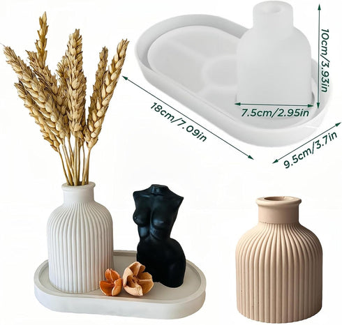 TOPYS Jar Resin Molds Silicone Set, Oval Coaster Molds Bottle Shape Container Moulds, Round Vase Molds Storage Bottle Candle Holder Candy Containe...