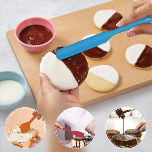 HOTEC Heat Resistant 600? Food Grade Silicone Rubber Spatula Set for Baking, Cooking, and Mixing Non Stick Dishwasher Safe BPA-Free Multicolor Set...