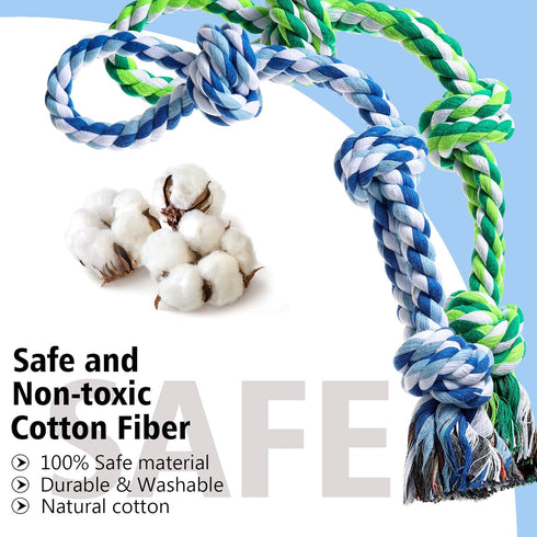 Dog Rope Toys 2 Pcs Indestructible Dog Toys, Dog Chew Toys for Aggressive Chewers, Tough Puppy Teething Chew Toys for Boredom, Dental Cleaning Tug...