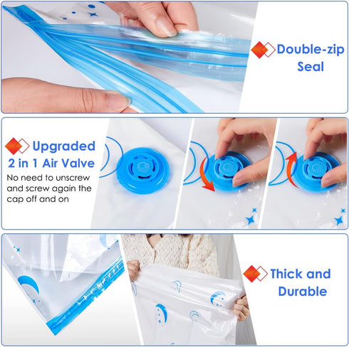 Vacuum Storage Bags, 5 Pack Medium Size (27.5"x17.6") Reusable Vacuum Compression Space Saving Bag for Clothes, Blankets, Duvets, Pillows, Comfort...