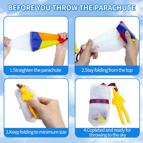 10 Pack Parachute Toys Easter Basket Stuffers for Toddlers, Tangle Free Parachute Toy with Small Figures, Outdoor Flying Toys Air Parachute for Bo...