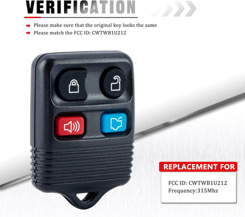 Replacement for 1999-2014 Ford Mustang Compatible Key Fob with DIY Instructions...