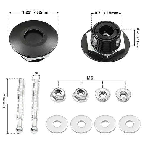 STETION Quick Release Latch License Plate Lock Clip 1.25" Diameter Aluminum Alloy Car Hood Pins Lock Clip Kit for Bumper Hood License Plate (2 Pac...