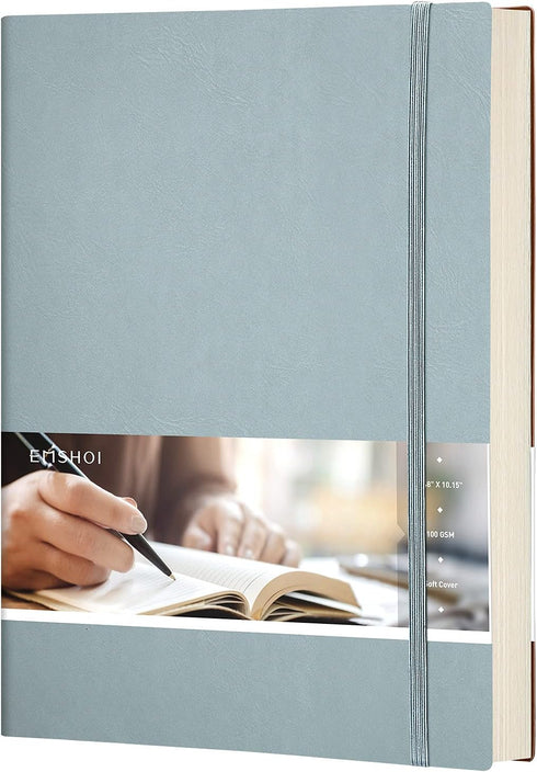 EMSHOI Notebook College Ruled - B5 Large Thick Notebook Leather Journal with Free Sticky Notes, 204 Numbered Pages,100gsm Thick Lined Paper, Softc...