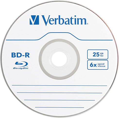 Verbatim 96910 BD-R 25GB 6X Blu-ray Recordable Media Disc - 1 Disc Jewel Case Box...