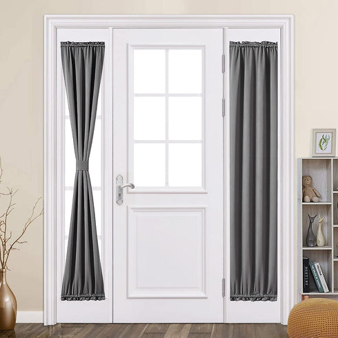 MIULEE Sidelight French Door Blackout Curtain Thermal Insulated Drapes Light Blocking Window Treatment Curtain for Narrow Glass Door Rod Pocket wi...