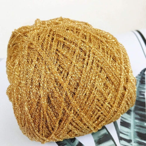 860yd Gold Lurex Thread 3.52oz Shining Glitter Sparkle Metallic Yarn DIY Fancy Crochet Project String Knitting Sweater Scarf Accessory 3mm Thick G...