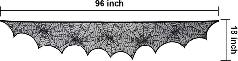 Blulu 2 Pieces Spiderweb Fireplace Mantle Scarf Lace Halloween Decoration Cover for Halloween Home Party Supply, Black, 18 by 96 inch...