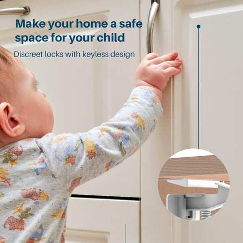 Inaya Cabinet Locks Child Safety Latches - Baby Proofing Cabinets & Drawers Locks - Child Proof Your Home - No Drilling & No Tools Required! (12 P...