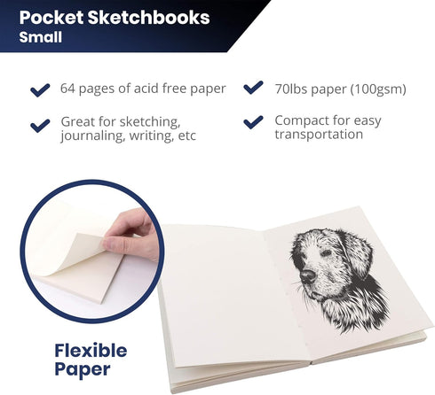 LayFlat Sketchbook - 3.75 x 5.3 Inches - Seagull Blank Note Book, 64 Sheets, Thick 100gsm Paper, for Drawing, Sketching, and journaling...