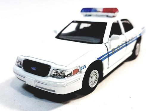 Kinsmart Ford Crown Victoria White & Blue Training Police Dept Squad Car 142 O Scale Diecast Interceptor, Small...