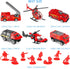 14 Pcs Fire Truck with Firefighter Toy Set, Mini Die-cast Fire Engine Car, Mini Rescue Emergency Vehicle Playset for Kid Boy Girl Birthday Christm...