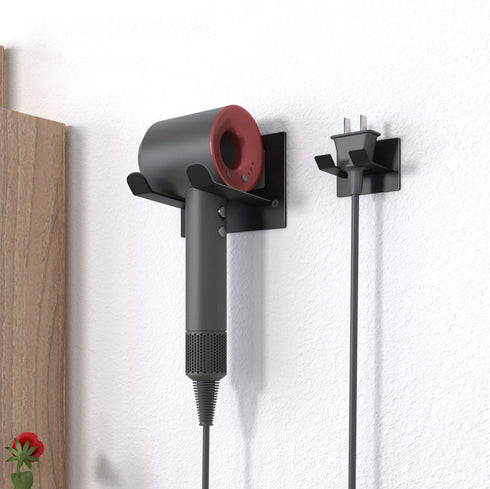 Self Adhesive Hair Dryer Holder Wall Mounted - Adhesive Bathroom Hair Blow Dryer Rack Organizer Compatible with Supersonic Hair Dryers (Black)...