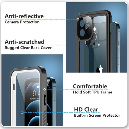 SPIDERCASE Designed for iPhone 12 Pro Max Case, Waterproof Built-in Screen Protector, Shockproof Full Body Cover Rugged Case for iPhone 12 Pro Max...