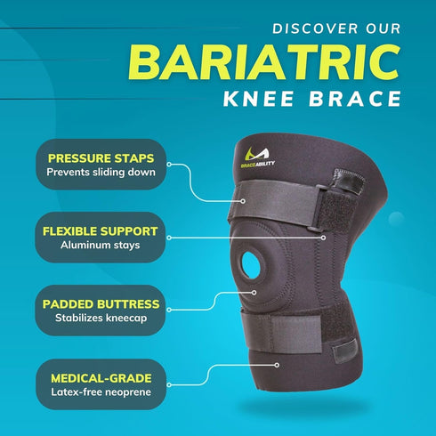 BraceAbility Bariatric Knee Brace for Large Legs - Plus Size Knee Brace with Side Stabilizers for Big Men or Women, Arthritis, Patellar Tendonitis...