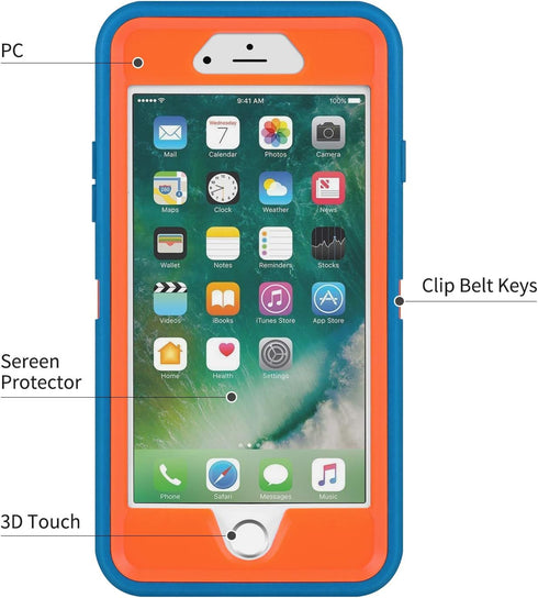 CAFEWICH iPhone 6/6S Case Heavy Duty Shockproof High Impact Tough Rugged Hybrid Rubber Triple Defender Protective Anti-Shock Silicone Mobile Phone...