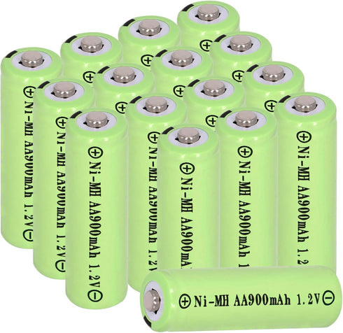16 Packs AA 900mAh 1.2V Ni-MH Solar Rechargeable Batteries,1.2V Pre-Charged Batteries for Garden Landscaping Outdoor Solar Lights, String Lights,T...