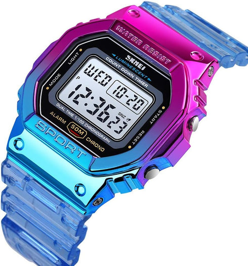 Gosasa Womens Watch Gradient Color Silicone Plating Digital Electronic Waterproof Sports Wristwatches Casual Watch Student Watches...