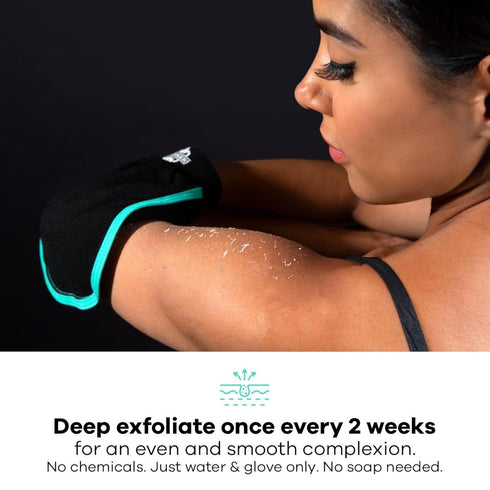 Dermasuri Deep Exfoliating Glove for Shower - Exfoliating Mitt Body Scrubber - Skin Exfoliator & Dead Skin Remover - Keratosis Pilaris Scrub - Spr...