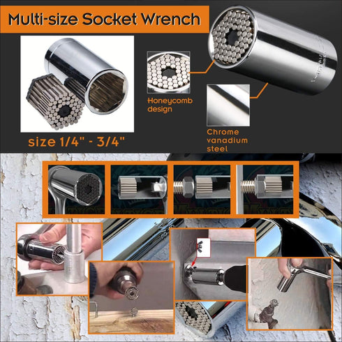 Home DIY tools Universal Socket Wrench Auto Adjustable Size(7-19mm) with Strong Magnetic Screw Driver and Bendable Extension Cable for Corner Driv...