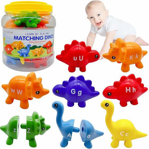 Alphabet Matching Dinosaur Toys,13 Dinos - 26 Letters,Preschool Activities Montessori Fine Motor Toys,Gifts for 18 Months 2 3 4 Year Old Boys Girl...