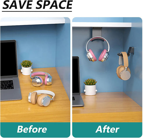 Headphone Hangers, Under-Desk Headphone Hook,Headphone Wall Mount with Adhesive Glues,Include Removable Adhesive Strips for Easy, Damage-Free Wall...
