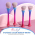 Oneleaf Standing Fish Scale Makeup Brushes Premium Synthetic Powder Blush Kabuki Foundation cosmetic Makeup 4 Pcs Brush Set-Colorful...