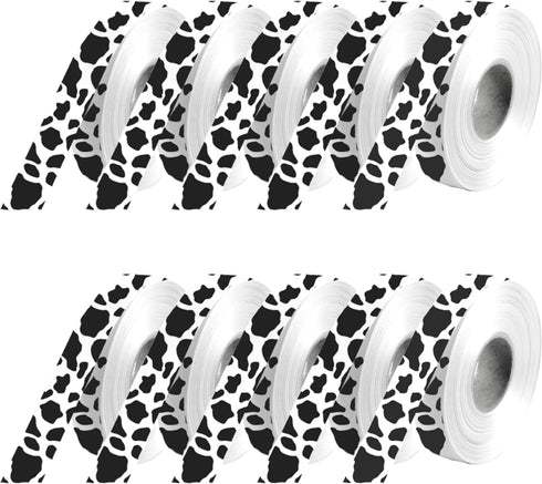 10 Yards x 10 Rolls Cow Print Ribbons – 10PCS Cow Print Ribbons 10 Yards Each Curling Ribbon Cow Ribbon for Children's Party Western Cowboy Theme ...