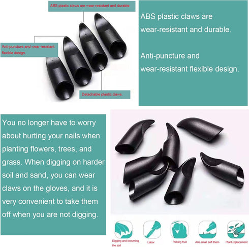20 Pack Garden Digging Claw for Gardening Gloves Replacement Detachable Universal Finger Claws for Planting Weeding Dig Plant Yard Protective Safe...