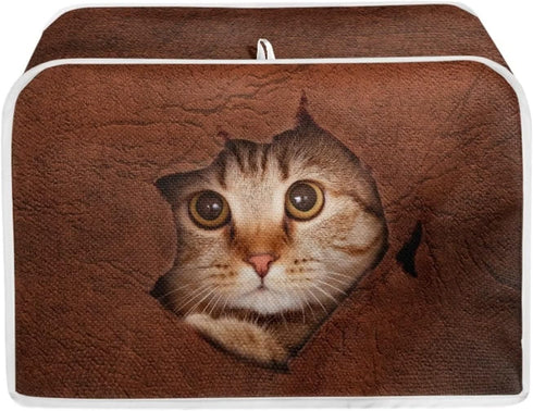 Cute 3D Cat Toaster Covers Bread Maker Oven Cover Small Appliance Protection Covers Kitchen Decoration Dustproof Washable Covers for Most Standard...