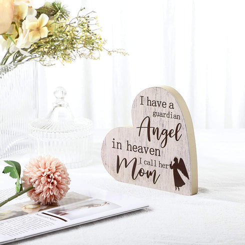 Jetec Bereavement Gift Sympathy Memorial Decor Wooden Heart Shaped Sign Memorial Sign for Loss of Mother Grief Funeral Sorry for Loss Loving Mom...