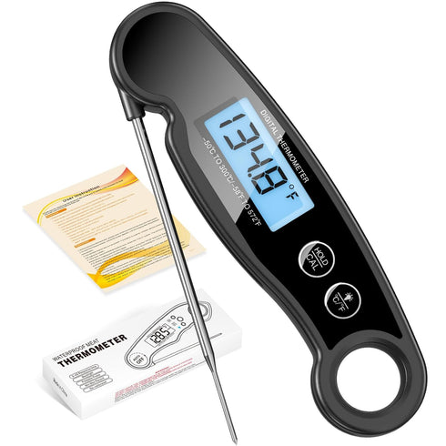 Digital Meat Thermometer, Fast Instant Read Food Thermometer for Grill and Cooking, Best Waterproof Ultra Fast Thermometer with Backlight & Calibr...