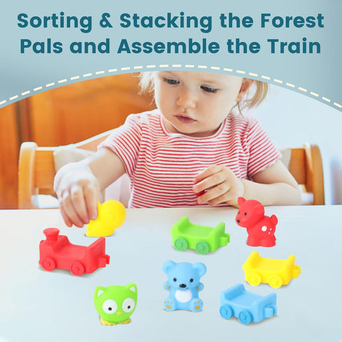 Toddler Toys Age 1-3, Baby’s First Animal Train Toy, Sensory & Soft Stacking Toys, Bright Colors - Preschool Learning Activities for Kids...